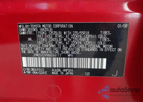 2008 Toyota Rav4 Sport z USA, uszkodzony, nr VIN JTMZD32VX86066117